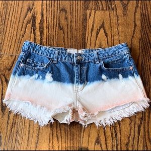Free People Dip Dye Distressed Jean Shorts Size 26